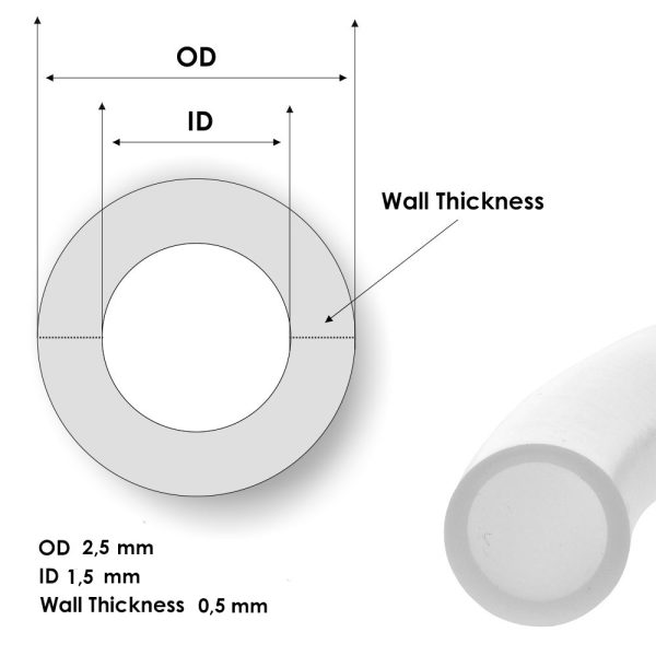 PFA tube 1,5 x 2,5 mm